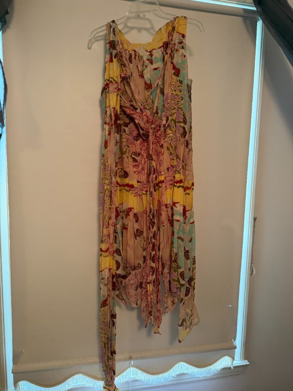 Rare vintage Jean Paul Gaultier FEMME 100% SILK Pleated Dress + Scarf Made Italy